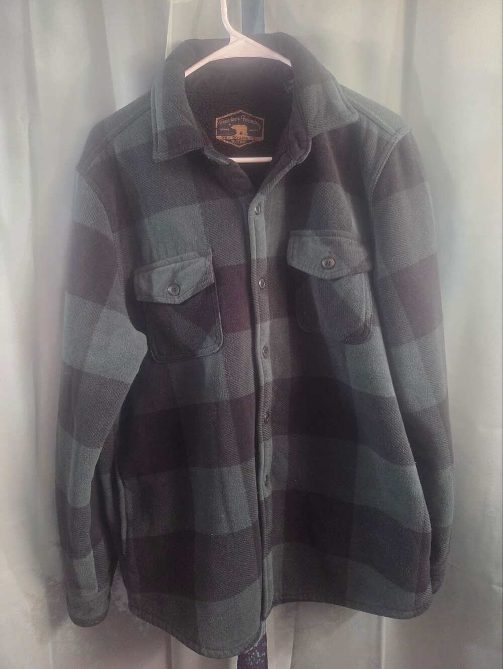Men's Freedom Foundry Black & Navy Buffalo Plaid Button-Up Jacket Shirt